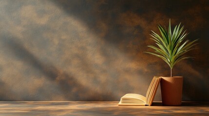Aufkleber - Enhance your space with a stylish plant and book arrangement