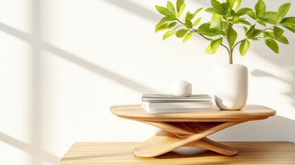 Aufkleber - Stylish wooden table enhances modern home decor