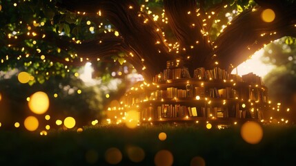 Poster - Discover enchantment in the book-laden tree of dreams