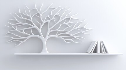 Fototapete - Elegant tree shelf displays books beautifully