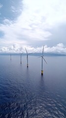 Aufkleber - An aerial view of wind turbines generating clean energy symbolizing the convergence of technology and sustainability with side empty space for text Stockphoto style