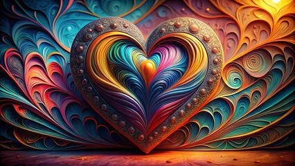 Poster - Surreal Digital 3D Paper Heart Realism with Vivid Colors and Intricate Textures, Exploring Emotions and Creativity Through Unique Artistic Representation