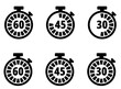 © Kristian - Stopwatch icon set. Line and glyph stopwatch timer. Countdown timer collection.
