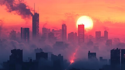A city skyline shrouded in thick smog. --ar 16:9 --v 6.1 Job ID: 808a9633-ee91-42f0-9603-1b03ada30543