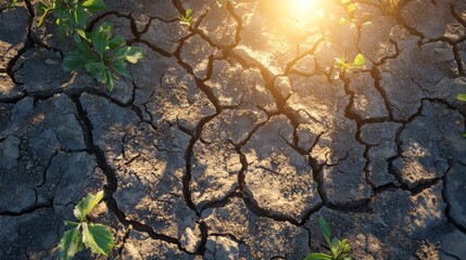 A parched, cracked earth under a blazing sun. --ar 16:9 --v 6.1 Job ID: 422eb0e9-b2f5-4a40-96dc-cbd881650da3