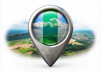 Poster - Vibrant Nigeria Flag Colored Map Pointer Button Illustration Showcasing National Identity and Geographic Culture for Travel and Navigation in the Heart of West Africa