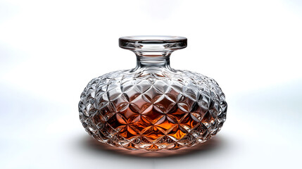 Poster - Refined crystal decanter with clear glass design isolated on a plain white background,perfect for photography and product advertisement.