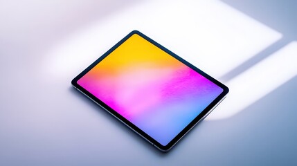 Poster - A tablet with a stunning display rests on a clean white background, its sleek design and colorful screen creating an eye-catching contrast.