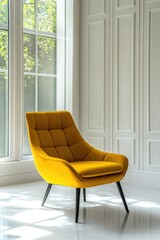 Canvas Print - Yellow chair by window