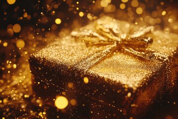 Poster - Gold Gift Box with Bow