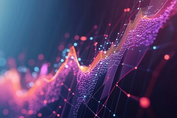 Poster - Data visualization graph with vibrant colors and dynamic lines