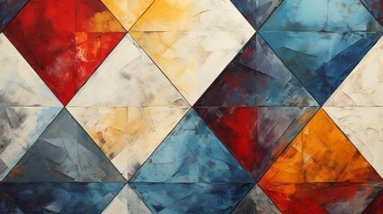 Wall Mural - A colorful painting of squares and triangles
