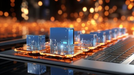 Canvas Print - A keyboard with a row of cubes on it
