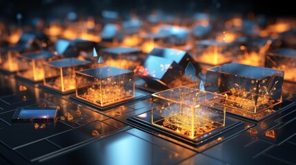 Wall Mural - a computer chip is shown in a close up with a lot of detail