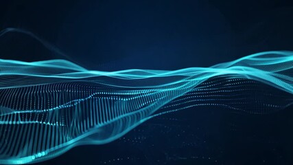 Poster - Modern shiny blue black moving neon lines on dark background. Glowing wave on a dark background. Neon wave. Futuristic background. Texture of silk fabric in the form of a wave