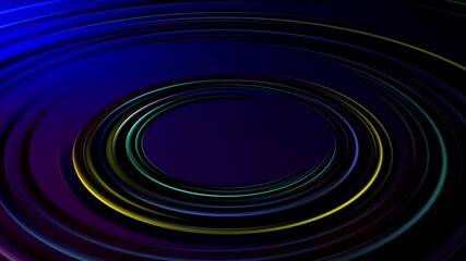 Wall Mural - Abstract light neon frame on black background. 3d render of circle spiral glowing on dark. Looped animation . 4K video. High quality 4k footage