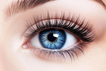 Blue eye with long eyelashes and detailed iris