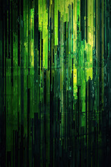 Wall Mural - close up vertical glowing abstract illustration of a fluorescent green striped background