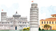 © Studios - Leaning tower of pisa in tuscany italy landmark png. Italian Piazza. Illustration