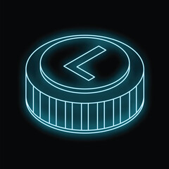 Poster - Glowing blue back button icon is set against a black background