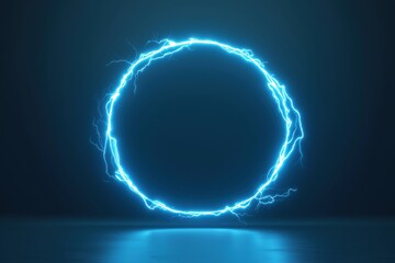 Poster - electric circle, glowing blue lightning, dark background, futuristic design