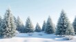 © Ayan - A serene winter landscape with a stand of snow-covered pine trees under a clear blue sky.