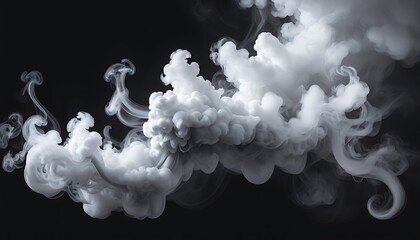 Poster - Abstract Smoke Swirls and Clouds Against Black. White smoke in various swirling and cloudlike shapes against a black background.