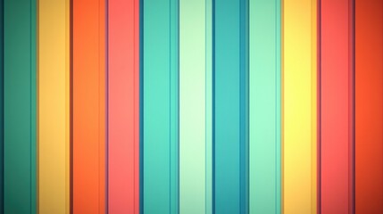 Poster - A vibrant striped pattern featuring bright shades of orange, teal, yellow, and green.