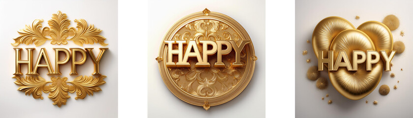 Poster - Three golden variations of the word 