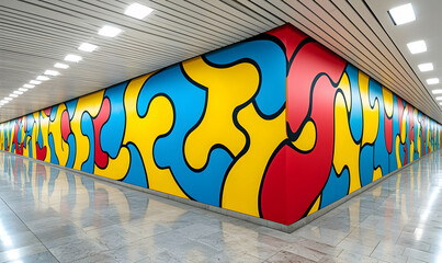 Poster - Dynamic mural illustrating the transformative effects of artificial intelligence on society, vibrant colors and intricate details capturing innovation and change.