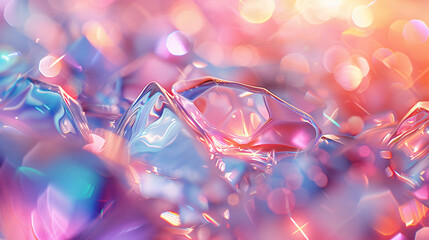 Poster - An abstract composition of glossy, colorful shapes reflecting light and creating a sparkling effect, emphasizing dynamism and motion for modern art.