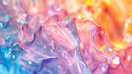 Poster - A vibrant close-up of fluid-like textures in shades of pink and blue, showcasing a mesmerizing blend of colors and patterns for contemporary art.