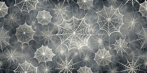 Intricately Woven Spider Webs on a Dusty Dark Background