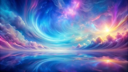 Wall Mural - a celestial landscape painted in vibrant hues, with swirling clouds and a reflective surface reflect