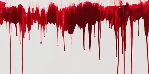 Poster - Abstract Red Paint Drips on White Wall Creating a Dramatic Contrast for Artistic and Creative Backgrounds in Modern Design Projects