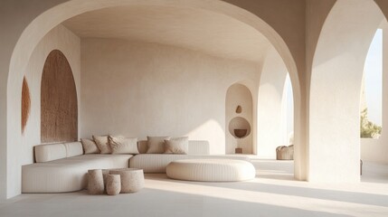 Wall Mural - A white modern interior with organic shapes.