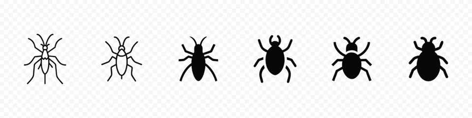 bug icon set, bug animal vector line icon, Beetle bug vector icon on white background