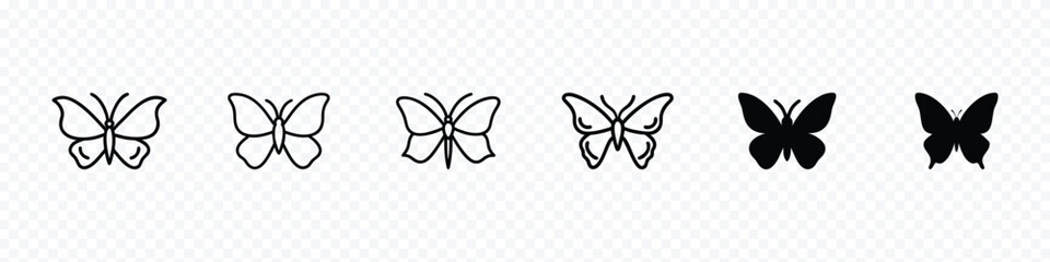 butterfly icon set, Butterfly icon isolated on white background, butterfly vector icon in flat style, Set of Butterfly Silhouette