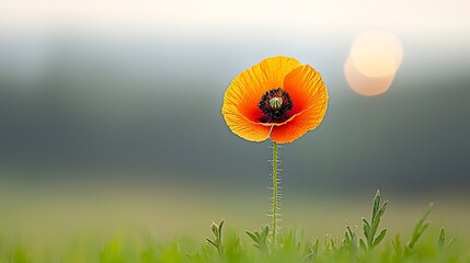 Aufkleber - Stunning macro shot capturing the vibrant and intricate beauty of a blooming poppy flower framed by a soft dreamy bokeh background and gentle light flares