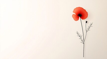 Poster - Elegant and minimalist depicting a single poppy flower with clean lines flat colors and a sense of simplicity and calm