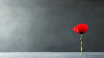 Aufkleber - A solitary red poppy with soft lighting symbolizing the memory of fallen soldiers and respect for their bravery