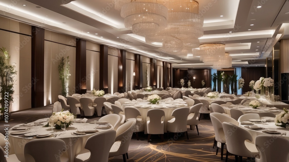 A sophisticated corporate event space that emphasizes a polished and ...