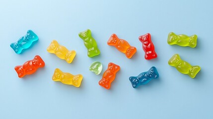 Aufkleber - Vibrant and dynamic gummy bear wave pattern design showcasing a creative arrangement of colorful candies in a modern abstract composition