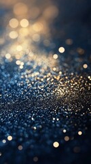Poster - A photo of a blue and gold background with a lot of glitter