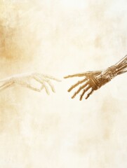 Poster - A human hand and a robotic hand reach out to one another, symbolizing the bond between humanity and technology. Generative AI