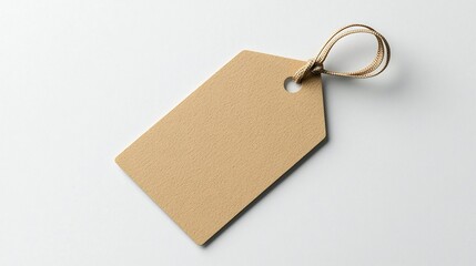 Poster - Rectangular Tag with Ribbon Like Finish and Secure Loop Positioned Against a Minimalist White Background Perfect for Labeling Branding and Organizational Purposes
