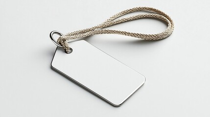 Poster - Sleek Rounded Rectangular Tag with Polished Finish and Durable Strap Isolated on White Background for Versatile Labeling and Identification Purposes