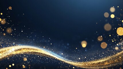 Poster - A gold and blue wave with glittery sparkles