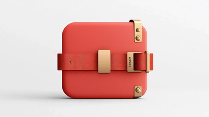 Fototapete - Beautifully designed red and gold badge or emblem with a sleek metallic finish and sturdy strap perfect for creating a high end premium look for labels branding and other design projects