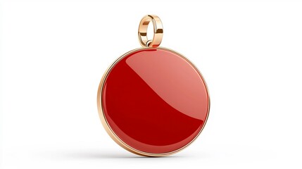 Fototapete - Elegant and Glossy Red and Gold Circular Badge Isolated on White Background Perfect for Labeling and Branding High End and Premium Products